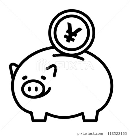 代表省錢的圖示。存錢筒裡有日圓。 118522163
