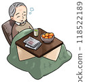 Senior man dozing off in a kotatsu 118522189