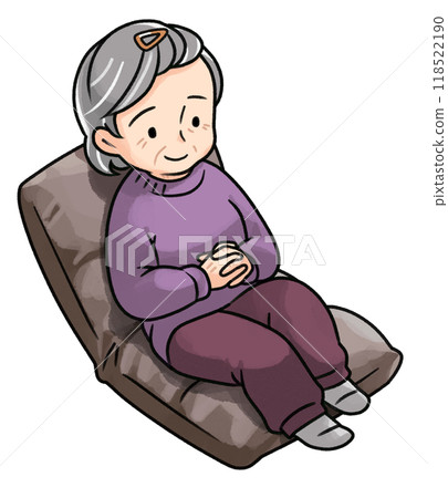 放鬆在椅子上的高級婦女 118522190