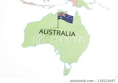 A map of Australia with an Australian flag on it A map of Australia with an Australian flag on it 118522647