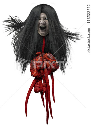 Kuyang, Kunyang, or Krasue ghost isolated over white background Kuyang, Kunyang, or Krasue ghost isolated over white background 118522732