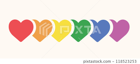 Rainbow heart LGBT Pride signs. vector illustration 118523253