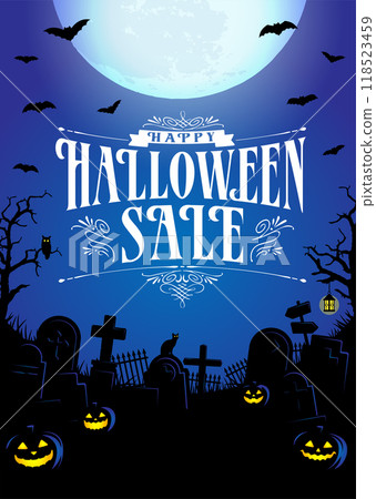 萬聖節/萬聖節銷售垂直海報尺寸模板插圖（字符空間） 118523459