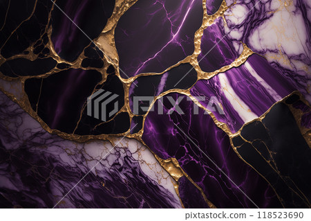 Abstract marble purple and gold background. Invitation backdrop. 118523690