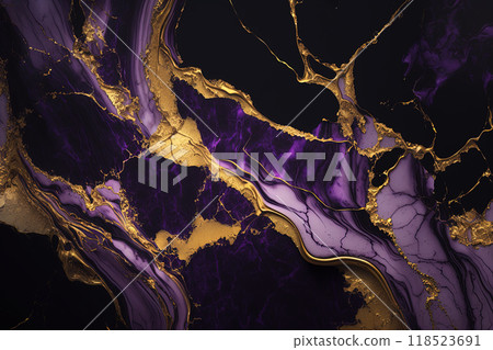 Abstract marble purple and gold background. Invitation backdrop. 118523691