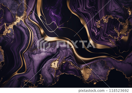 Abstract marble purple and gold background. Invitation backdrop. 118523692