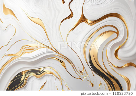 Abstract marble white and gold background. Wedding invitation backdrop. 118523780