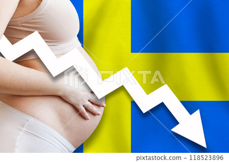 Swedish Falling Birth Rates. Demographics and pregnancy in Sweden concept.  118523896