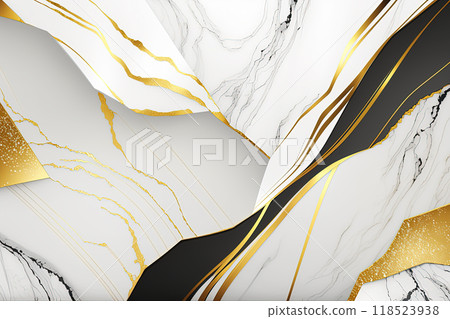 White and gold marble background. Luxury marble stone texture. Wedding invitation backdrop. 118523938