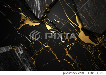 Black and gold marble background. Invitation, card backdrop, banner. 118524176