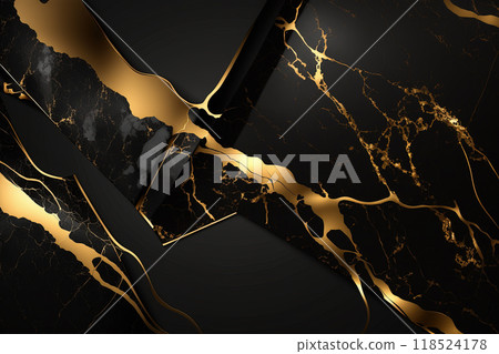 Abstract marble black and gold background. Invitation backdrop. 118524178