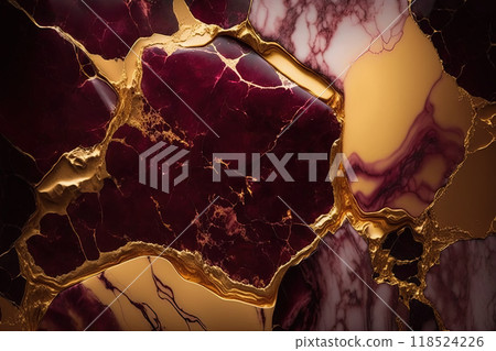 Burgundy and gold marble background. Invitation, card backdrop, banner. 118524226