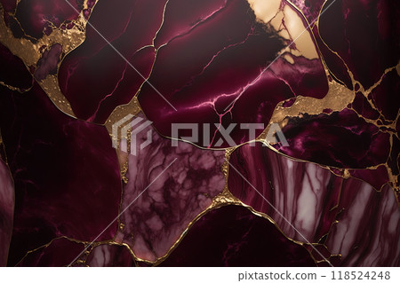 Abstract marble burgundy and gold background. Invitation backdrop. 118524248
