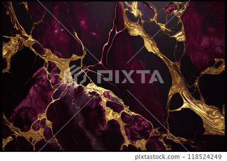 Burgundy and gold marble background. Luxury marble stone texture. Invitation backdrop. 118524249
