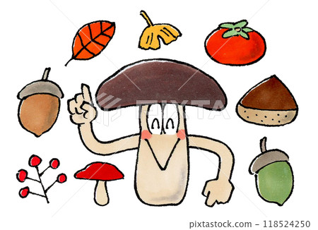 Mushroom characters and autumn plants 118524250