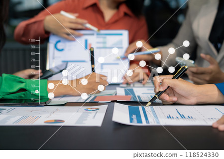 Close up Businessman and partner using calculator and laptop for calculation finance, tax, accounting, statistics and analytic research concept. in the office. Close up Businessman and partner using calculator and laptop for calculation finance, tax, accounting, statistics and analytic research concept. in the office. 118524330
