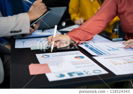 Business team present. professional investor working new start up project. Finance managers meeting.using smart phone and laptop and digital tablet computer in modern office. Business team present. professional investor working new start up project. Finance managers meeting.using smart phone and laptop and digital tablet computer in modern office. 118524343