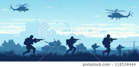 soldiers are moving base by walking to attack enemies 118524444