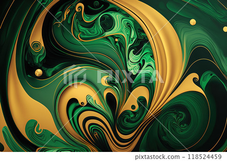 Abstract marble gold and green background. 118524459
