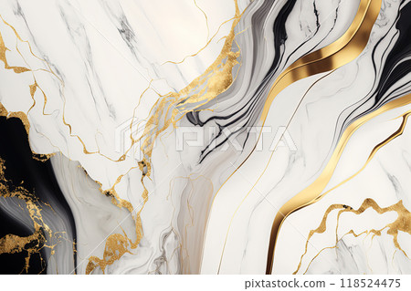 Abstract marble gold and white background. Beautiful waves texture 118524475