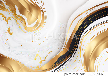 Abstract marble gold and white background. Beautiful waves texture 118524476