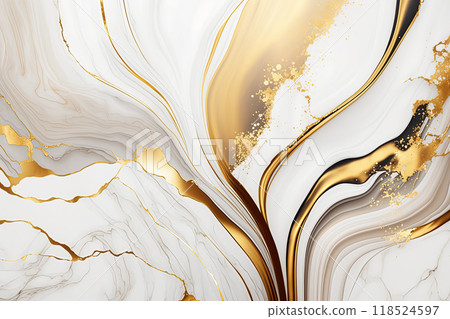 Abstract marble gold and white background. Wedding invitation, card backdrop, banner. 118524597