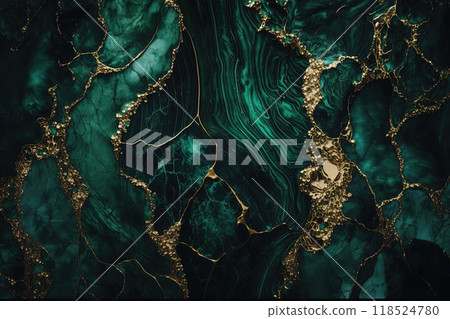 Dark green and gold marble background. Luxury marble stone texture. Invitation backdrop. 118524780