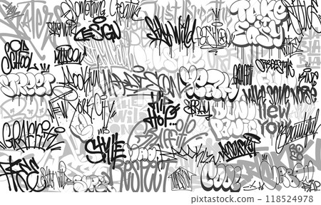 Graffity wall tags seamless pattern, street art. 118524978