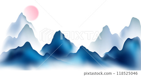 Modern design vector illustration of beautiful Chinese ink landscape painting. Modern design vector illustration of beautiful Chinese ink landscape painting. 118525046