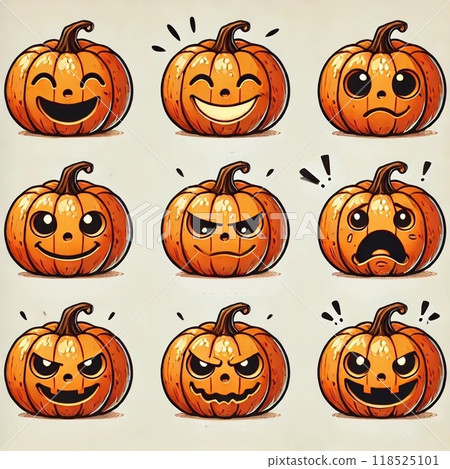 Jack-o'-lantern facial expression variations 118525101