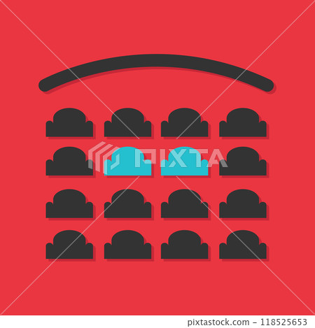 Cinema movie theater reservation icon. Cinema seats booking online. Vector illustration 118525653