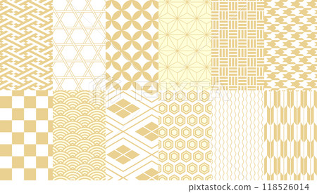 A set of 12 simple and easy-to-use seamless vector patterns made from traditional Japanese patterns (lucky patterns) 118526014