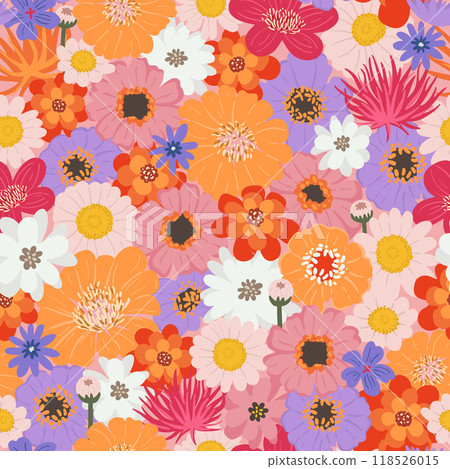 Colorful floral seamless pattern with autumn flowers 118526015