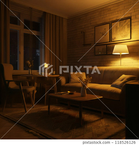 在光線昏暗的客廳放鬆身心 118526126