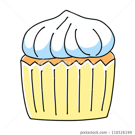 A simple cupcake topped with whipped cream, painted solid 118526199