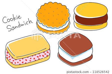 A simple and light cookie sandwich set, solid color 118526542
