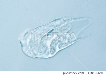 Transparent Skin care Product Smear on Blue Background 118526691