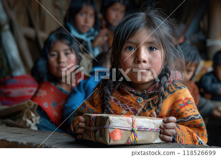 Children receiving gifts from elders medium shot 118526699
