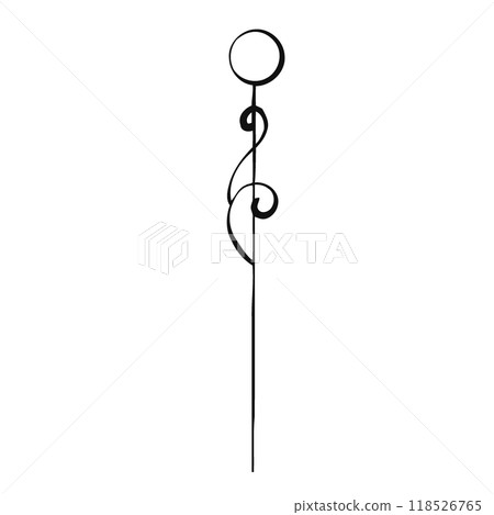 Vintage pin, sewing tool for tailoring, hobby and craft. Needle for clothing. Fabric illustration. Graphic vector line, hand drawn, black silhouette for cricut 118526765