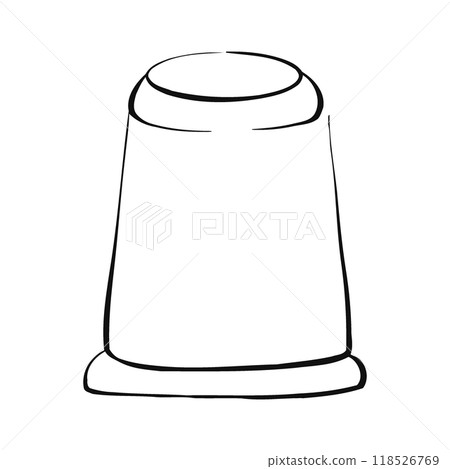 Retro thimble, craft hobby decoration for clothing, needle, sewing tool. Vintage fashion illustration for design. Graphic vector line, hand drawn, black silhouette for cricut Retro thimble, craft hobby decoration for clothing, needle, sewing tool. Vintage fashion illustration for design. Graphic vector line, hand drawn, black silhouette for cricut 118526769