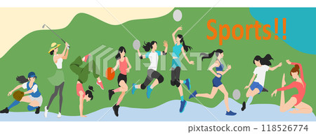 婦女參與運動的插圖 婦女參與運動的插圖 118526774