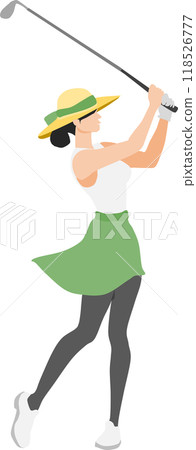 一個女人打高爾夫球的插圖 一個女人打高爾夫球的插圖 118526777