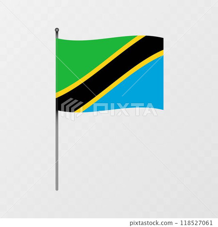 Tanzania flag on flagpole. Vector illustration. 118527061