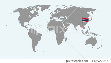 Pin map with Thailand flag on world map. Vector illustration. 118527063