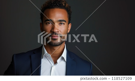 Stylish Multiracial Man in Classic Suit and Shirt 118527109