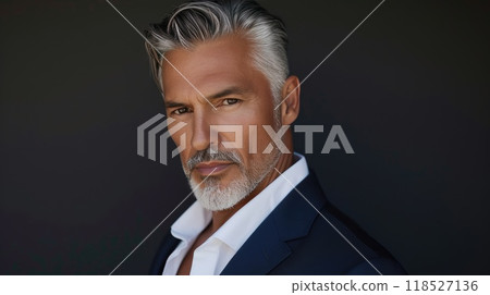 Distinguished 50-Year-Old in Sleek Business Ensemble 118527136