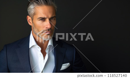 Genteel Fifty-Something with Distinctive Appearance Genteel Fifty-Something with Distinctive Appearance 118527140