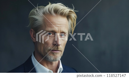 Elegant Elder: Sophisticated Style in White and Blue Elegant Elder: Sophisticated Style in White and Blue 118527147