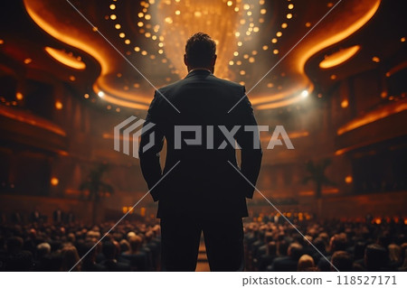 Energized Business Crowd Celebrates Leader's Triumph 118527171