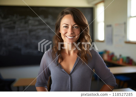 Joyful 35-Year-Old Educator Engaging Physics Class 118527285